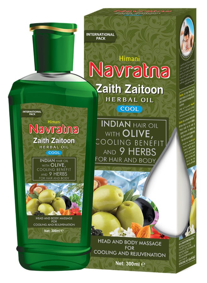 Zaith Zaitoon Herbal Oil | Indian Cooling Hair & Body Oil with Olive Oil & 9 Herbs | Rejuvenation for Damaged Hair | Cooling & Stress Relief | Suitable for All Hair Types